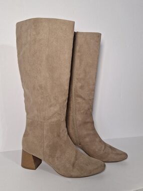 Worthington Taupe Over-the-Knee Suede Block Heel Boots